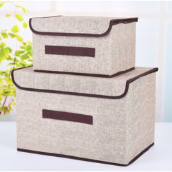 2in1 Plain Color Foldable Storage Box Organizer With Cover set Clothes